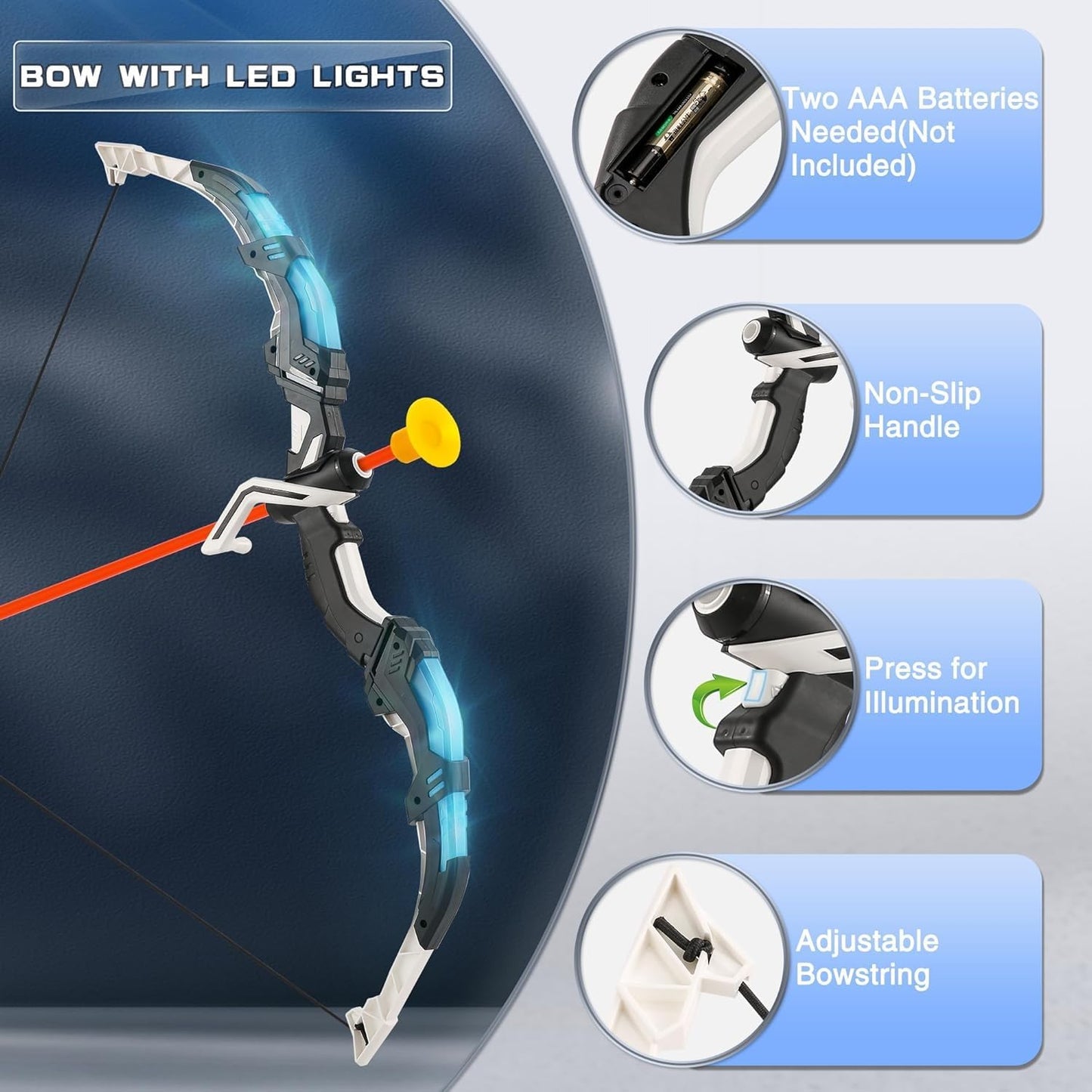 Archery Toy Set – LED Bow & Arrow with Standing Target & Quiver