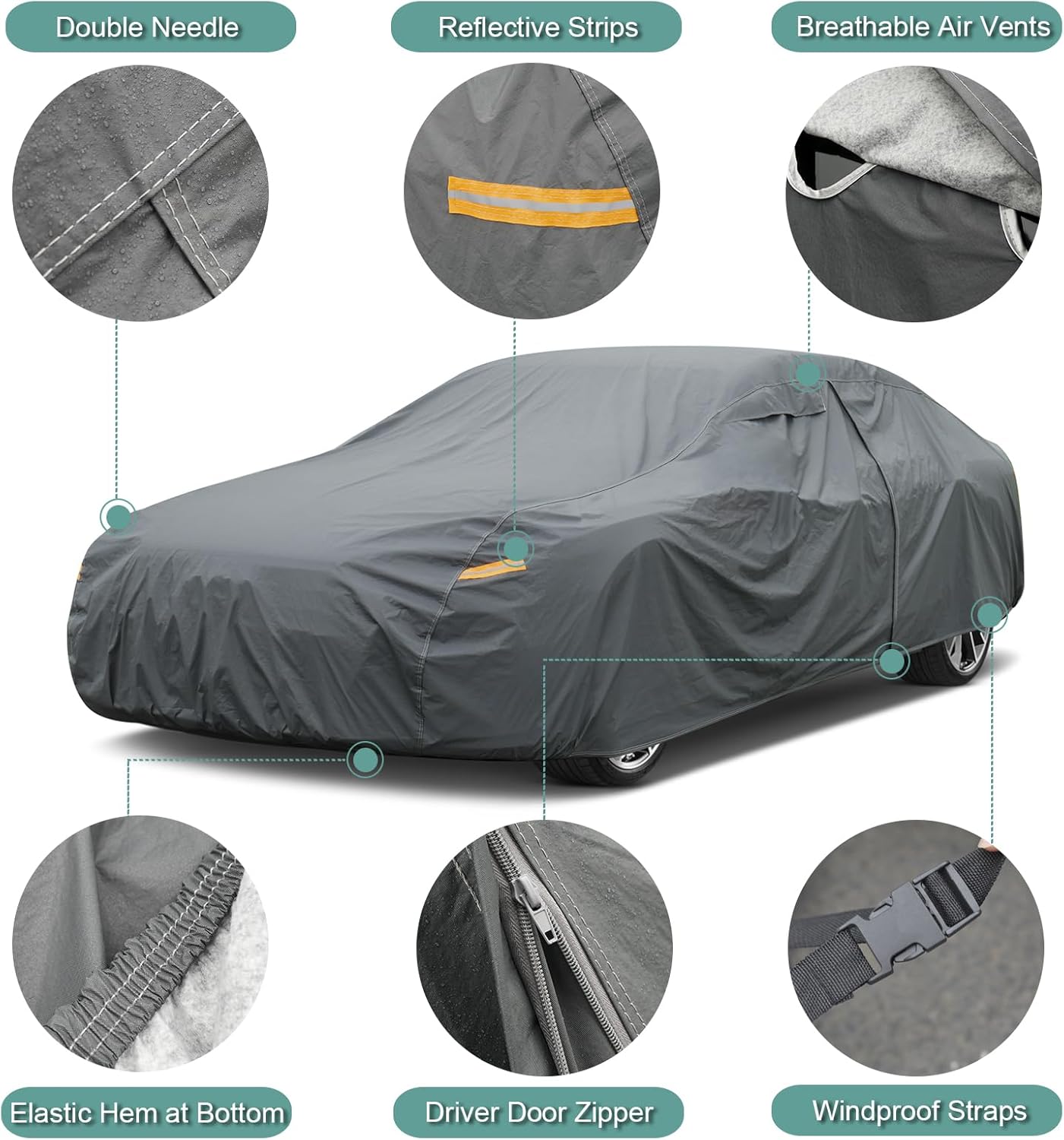 16-Layer Waterproof All-Weather Car Cover – Universal Fit for Coupes & Sedans