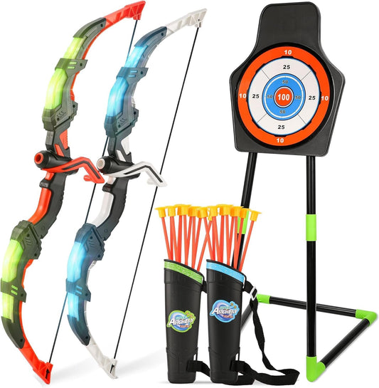 Archery Toy Set – LED Bow & Arrow with Standing Target & Quiver