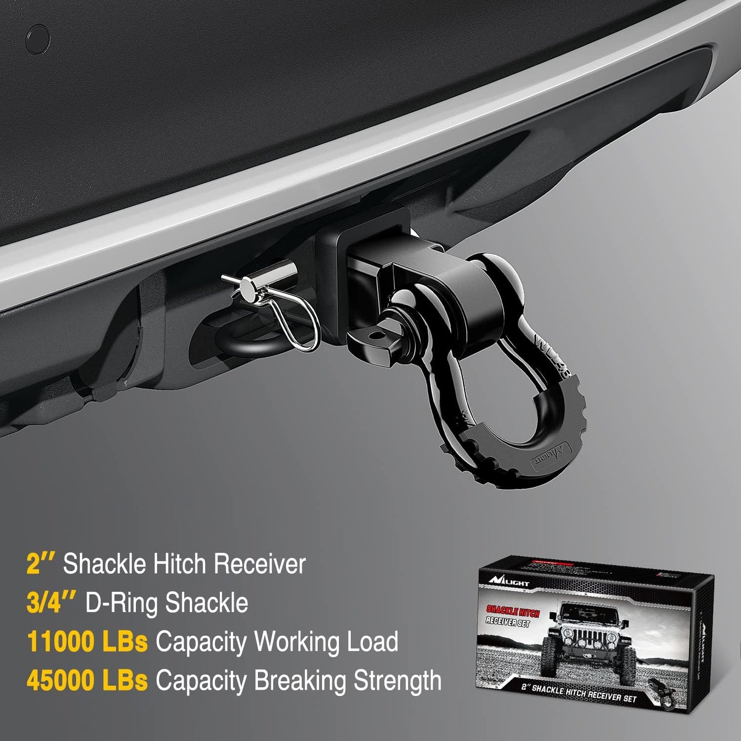 Nilight Shackle Hitch Receiver is a heavy-duty towing and recovery kit, designed for trucks, Jeeps, and off-road vehicles. 🏁🚙