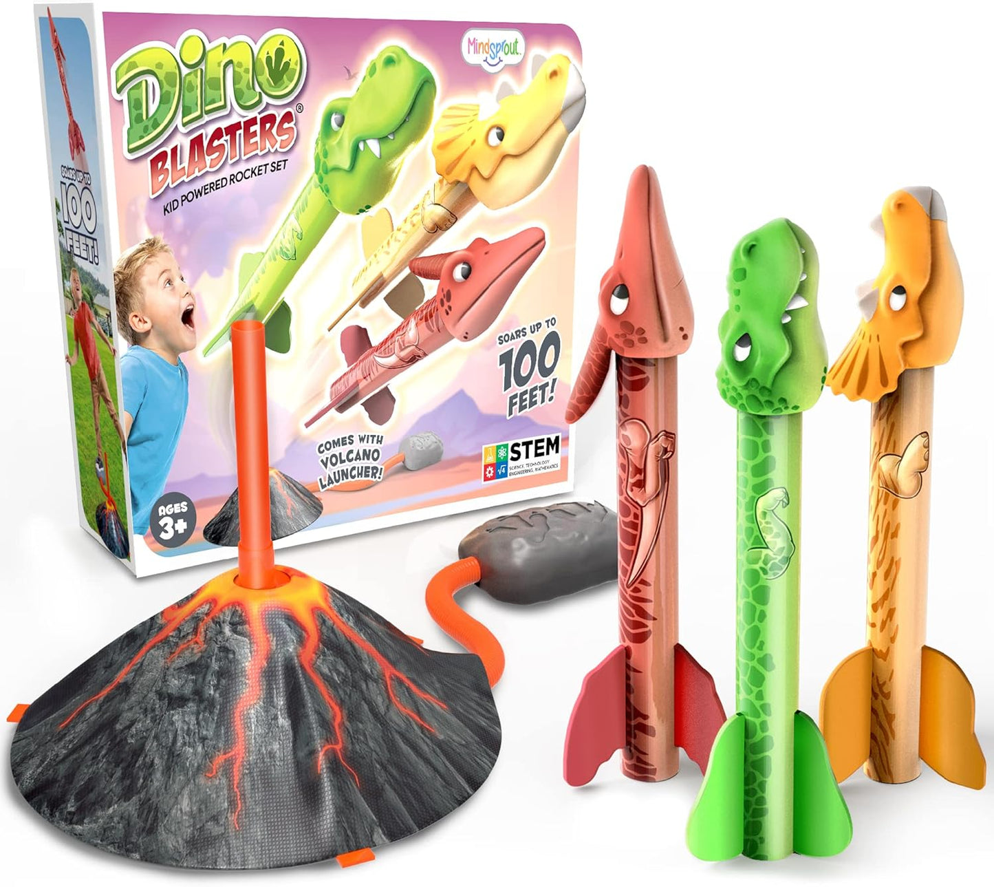 MindSprout Dino Blasters Rocket Launcher – Fun Dinosaur-Themed Outdoor Toy