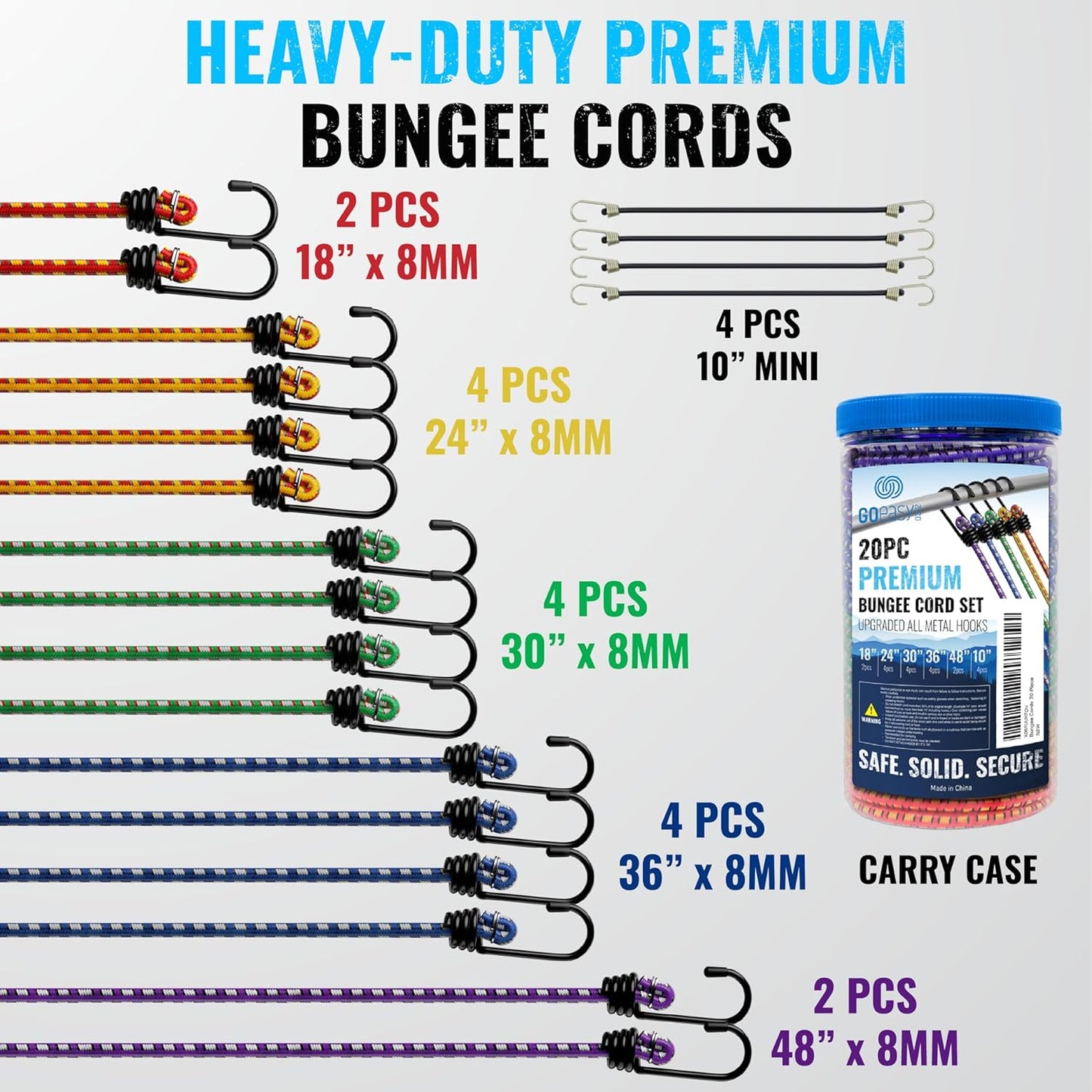 Heavy-Duty Bungee Cords Set – Secure & Reliable for Outdoor Adventures! 🚀