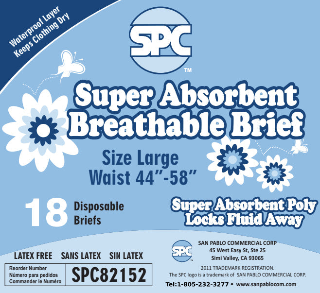 Super Absorbent Breathable Briefs, Large (72 count) 4 Packs of 18 Briefs