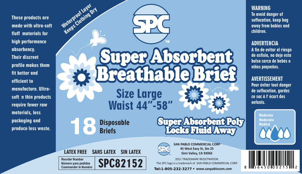 Super Absorbent Breathable Briefs, Large (72 count) 4 Packs of 18 Briefs